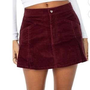 Burgundy Corduroy Mini Skirt
